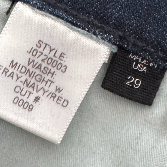 Veronica Beard Navy Stripe Button-Fly Flare Jeans | Size 29 - Picture 7 of 9